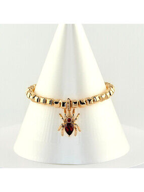 Bomb Party Halloween Stack Ruby Spider Charm Stretchy Bracelet - Yellow Gold #90